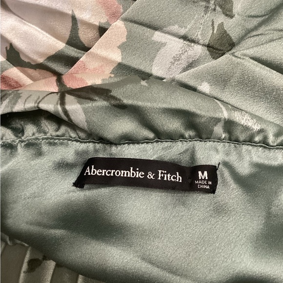 Abercrombie & Fitch Giselle Pleated One Shoulder Green Floral Maxi Dress Size M - Picture 14 of 16